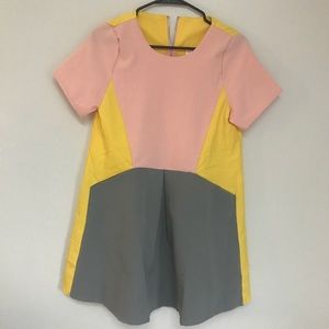 Pink, Yellow, Gray Color Block Dress